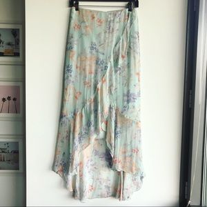 Alice + Olivia Cascade Floral-Print Overlap Skirt